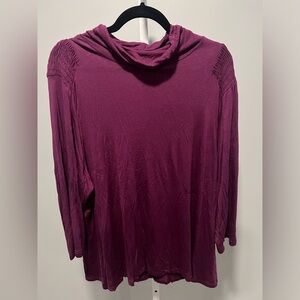 Simply Suzie Vintage Purple Cowl Neckline Long Sleeve Tunic Blouse Top Size 3X